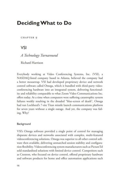A Casebook on Corporate Renewal, Ch. 9 - VSI, A Technology Turnaround